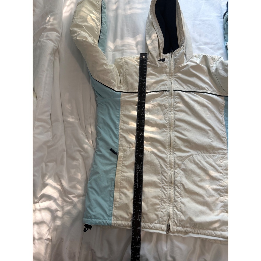 Abercrombie & Fitch Vintage Hooded Windbreaker Jacket Cream Blue Fleece Lined S - Picture 16 of 16